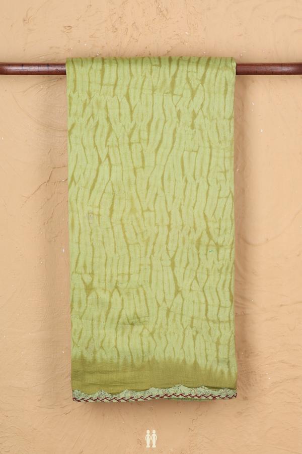 Chanderi Silk Cotton Saree In Pastel Green With Shibori Design