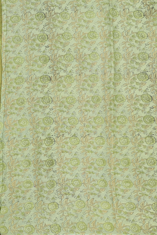 Chanderi Silk Cotton Saree In Pastel Green With Shibori Design