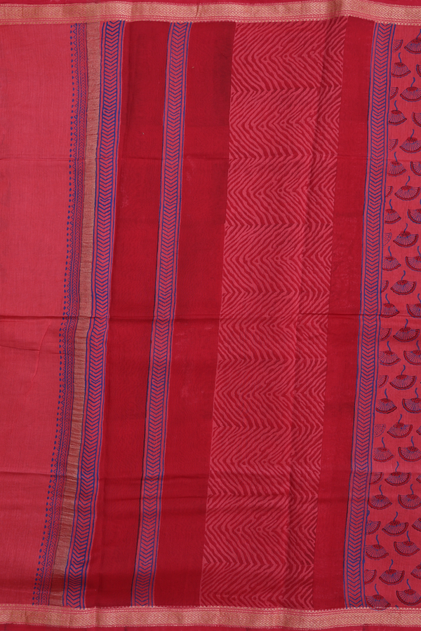Chanderi Silk Cotton Saree In Pink With Floral Design
