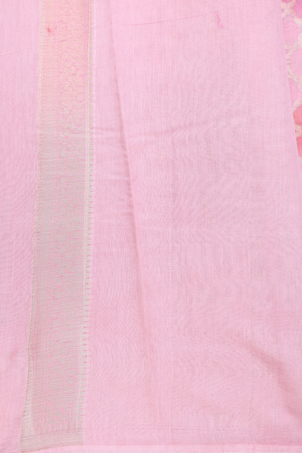 Chanderi Silk Cotton Saree In Pink With Allover Design