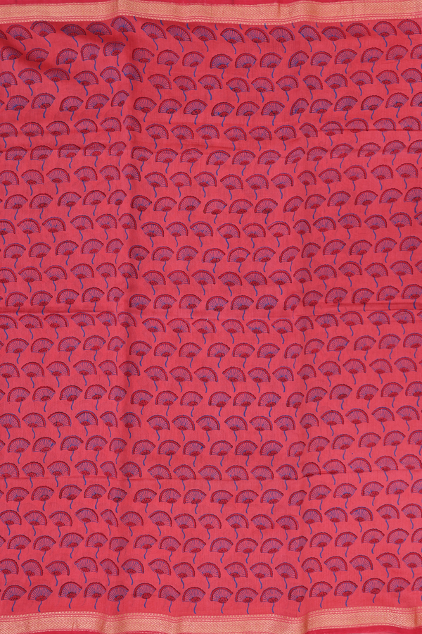 Chanderi Silk Cotton Saree In Pink With Floral Design