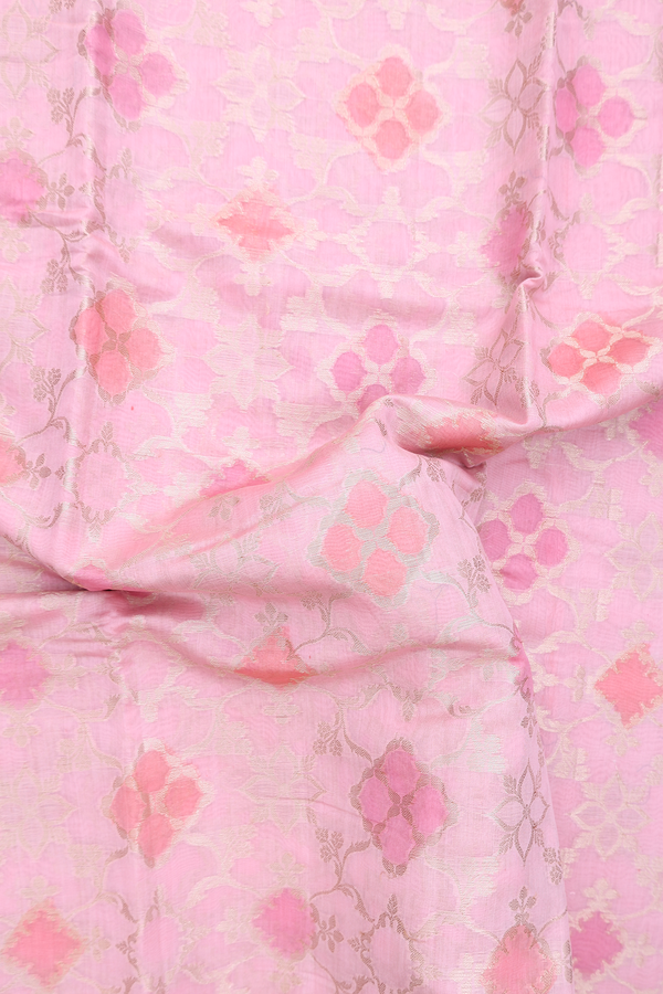 Chanderi Silk Cotton Saree In Pink With Allover Design