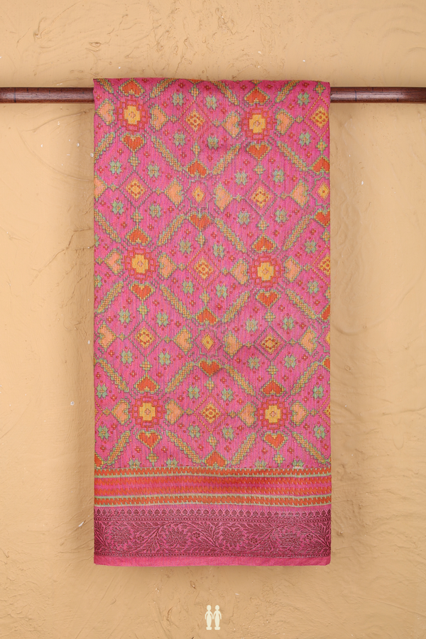 Chanderi Silk Cotton Saree In Pink With Printed Design