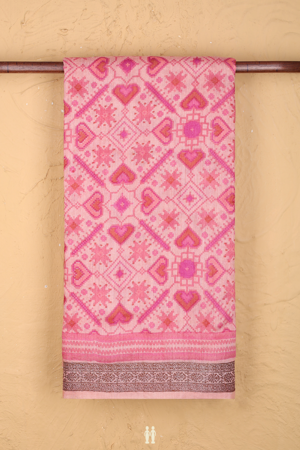Chanderi Silk Cotton Saree In Pink With Printed Design