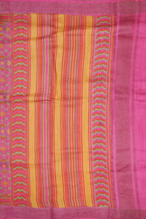 Chanderi Silk Cotton Saree In Pink With Printed Design