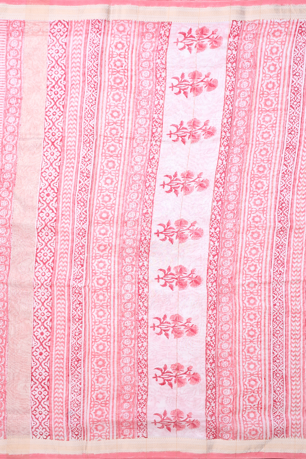 Chanderi Silk Cotton Saree In Peach With Printed Design
