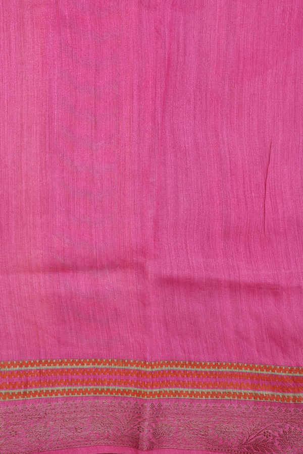Chanderi Silk Cotton Saree In Pink With Printed Design
