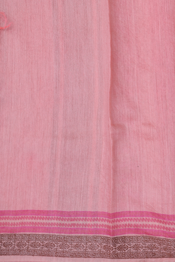 Chanderi Silk Cotton Saree In Pink With Printed Design