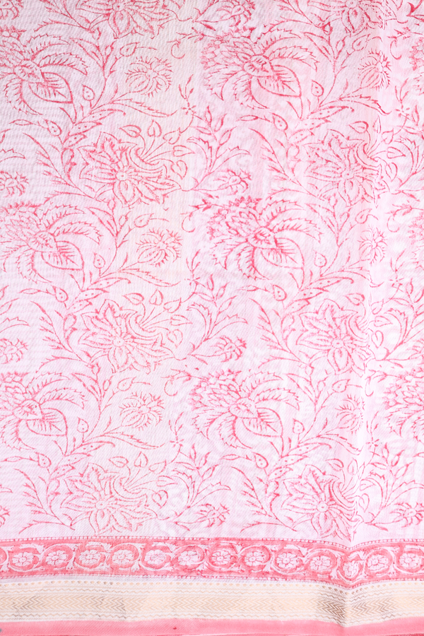 Chanderi Silk Cotton Saree In Peach With Printed Design