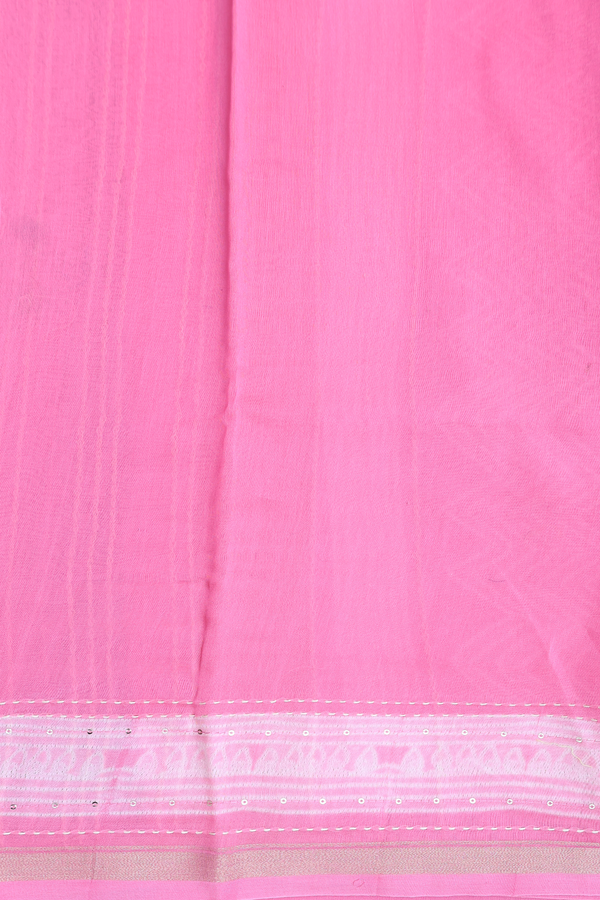 Chanderi Silk Cotton Saree In Pink With Shibori Design