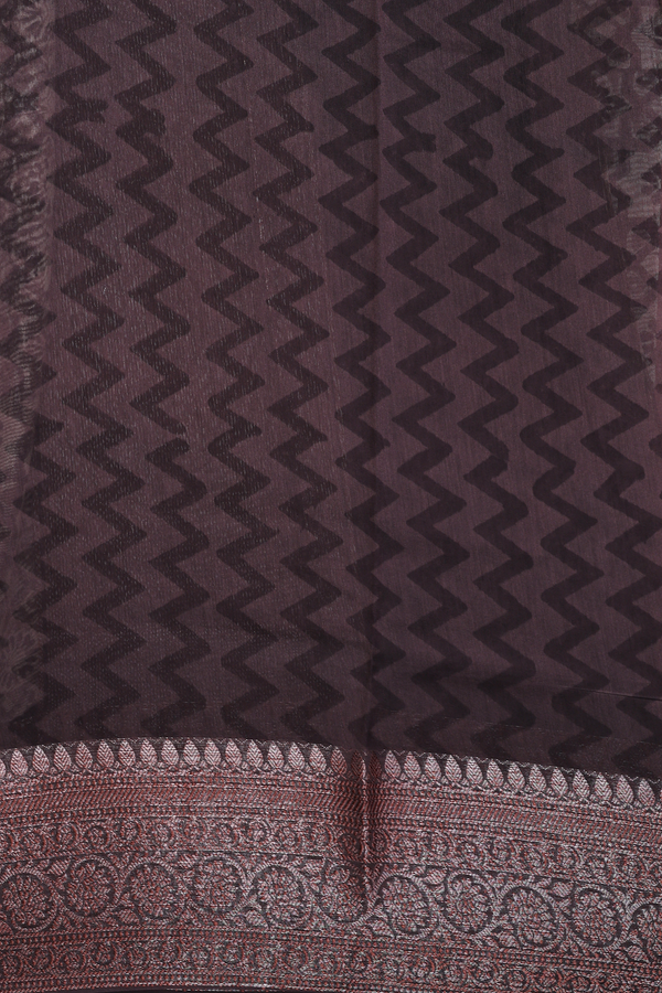 Chanderi Silk Cotton Saree In Plum Brown With Printed Design