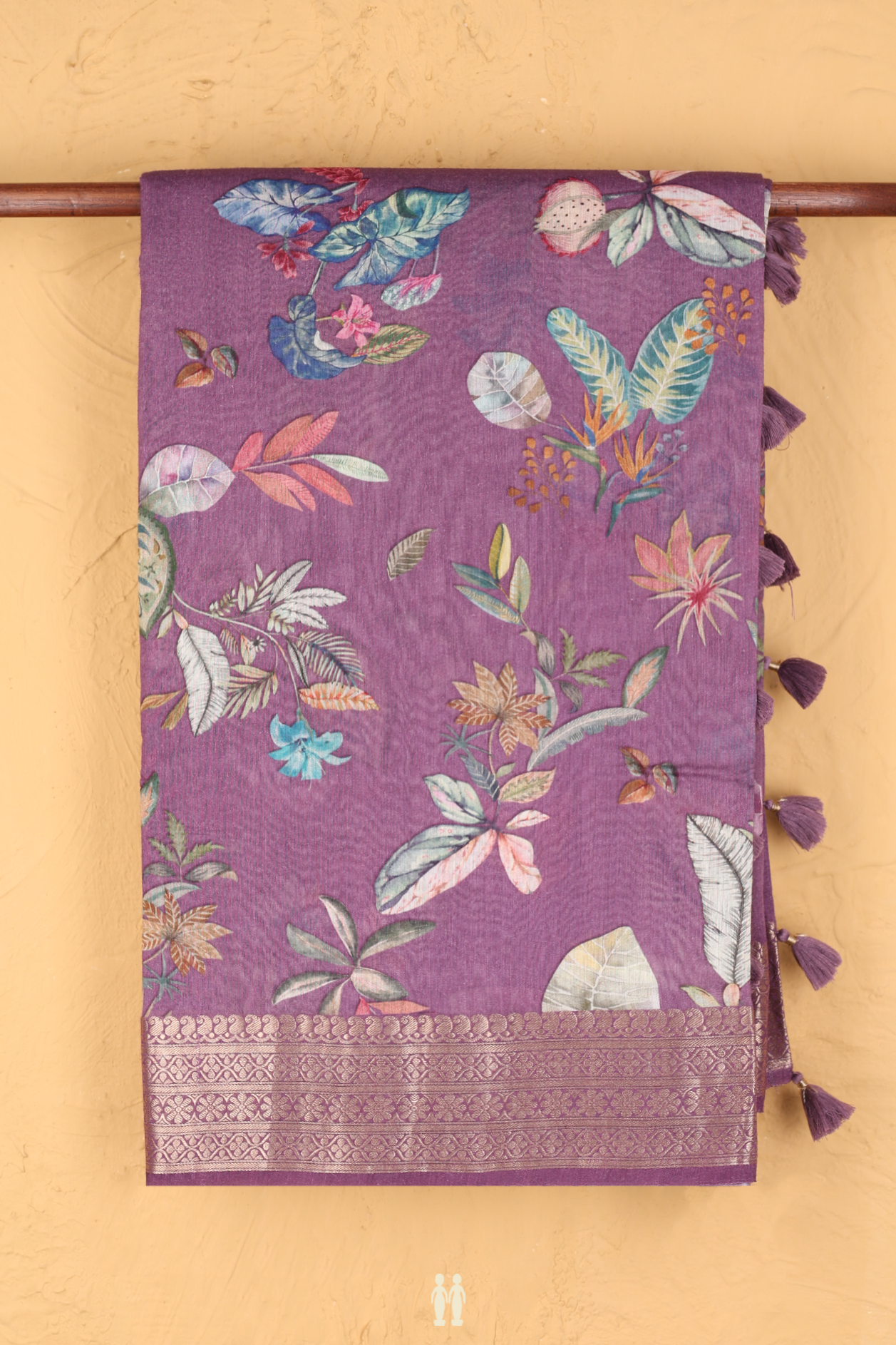 Chanderi Silk Cotton Saree In Purple With Allover Design