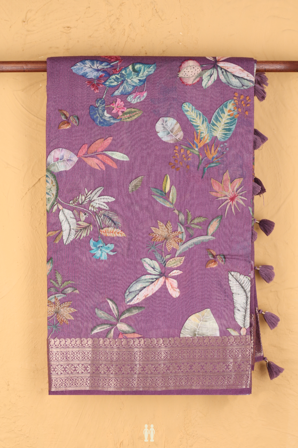 Chanderi Silk Cotton Saree In Purple With Allover Design