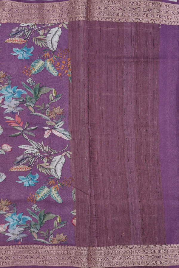 Chanderi Silk Cotton Saree In Purple With Allover Design
