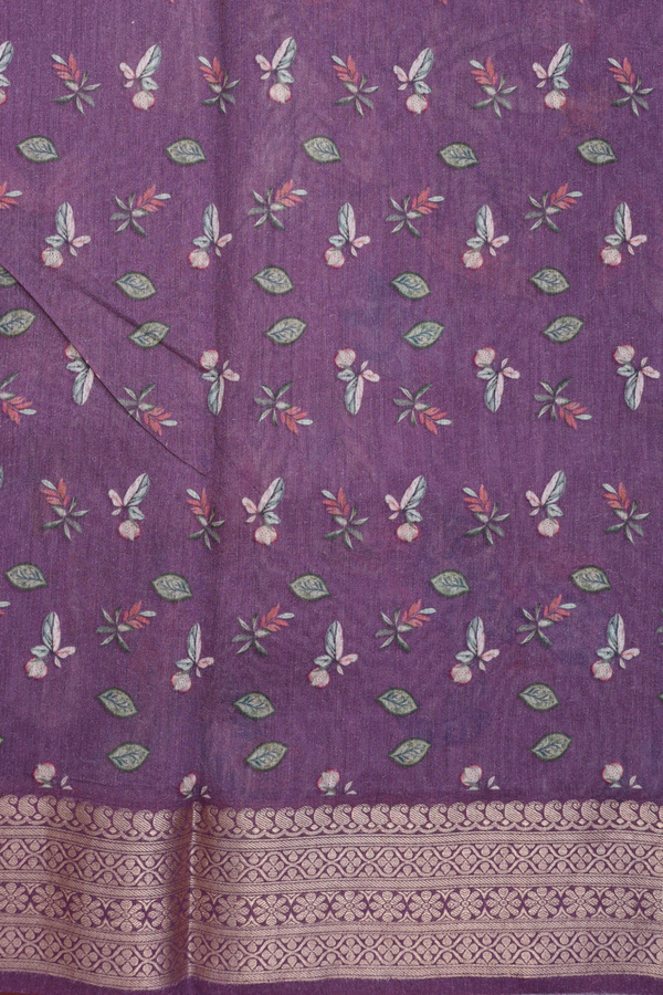 Chanderi Silk Cotton Saree In Purple With Allover Design