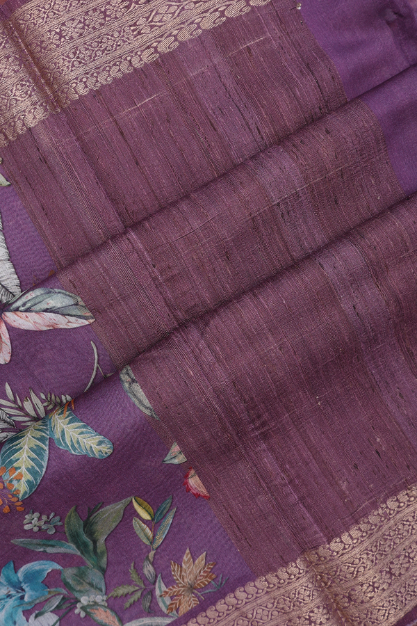 Chanderi Silk Cotton Saree In Purple With Allover Design