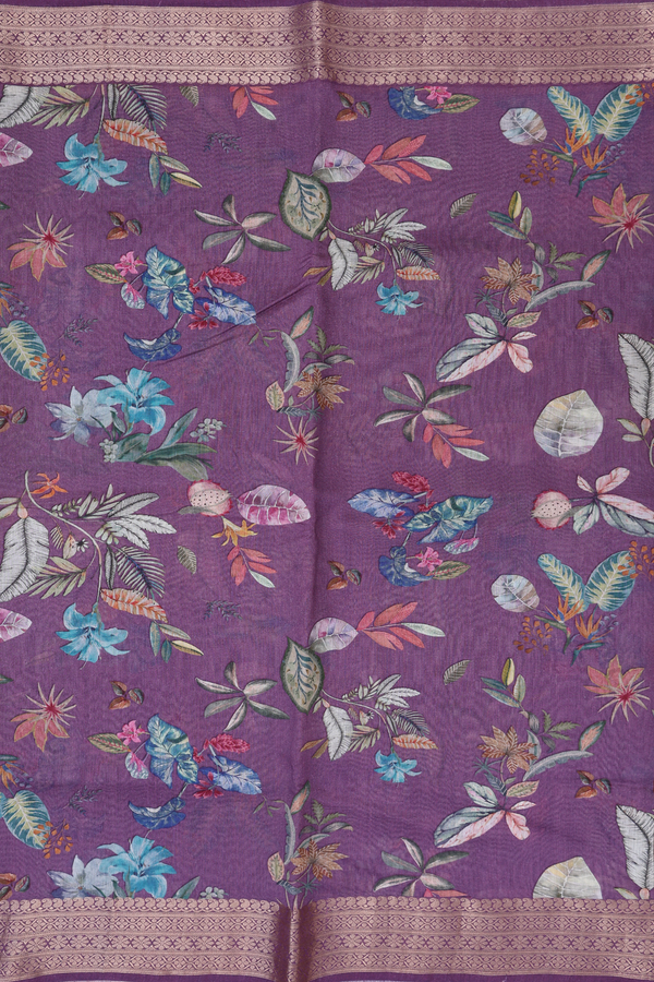 Chanderi Silk Cotton Saree In Purple With Allover Design