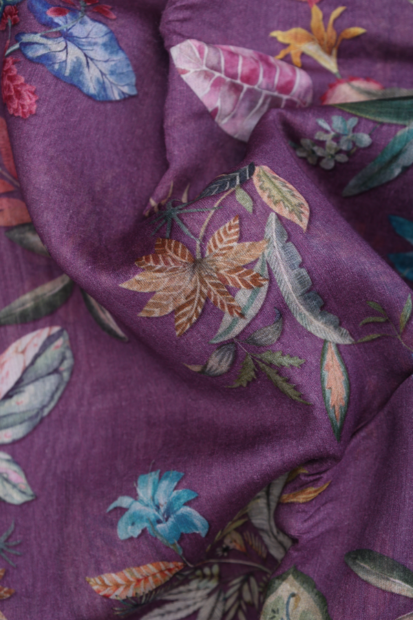 Chanderi Silk Cotton Saree In Purple With Allover Design
