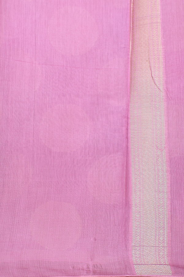 Chanderi Silk Cotton Saree In Lotus Pink With Circle Motifs
