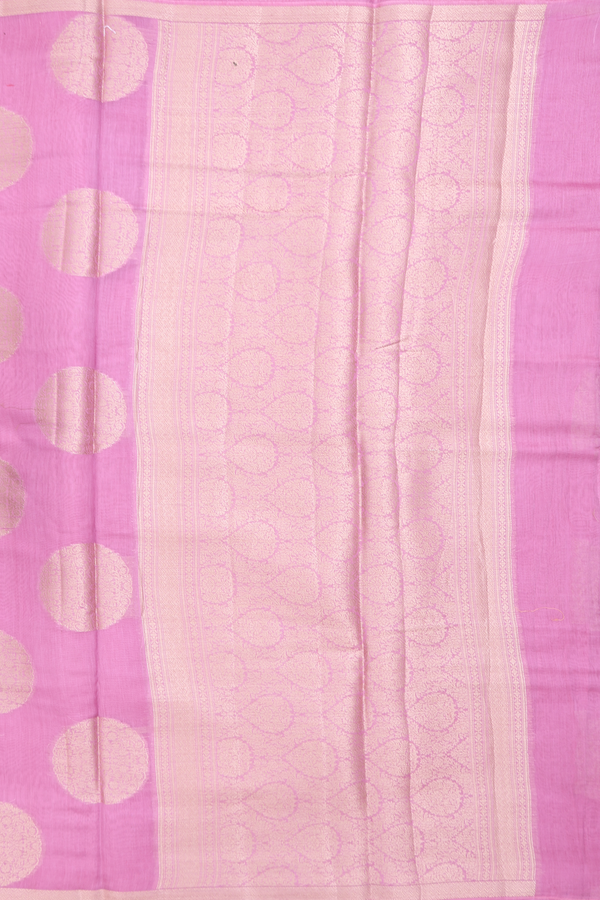 Chanderi Silk Cotton Saree In Lotus Pink With Circle Motifs