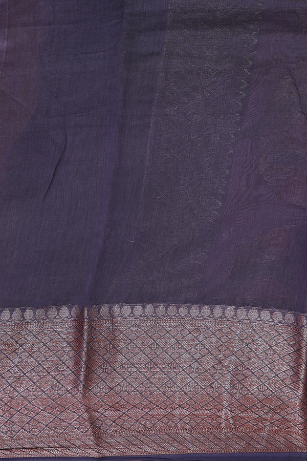 Chanderi Silk Cotton Saree In Purple With Floral Design