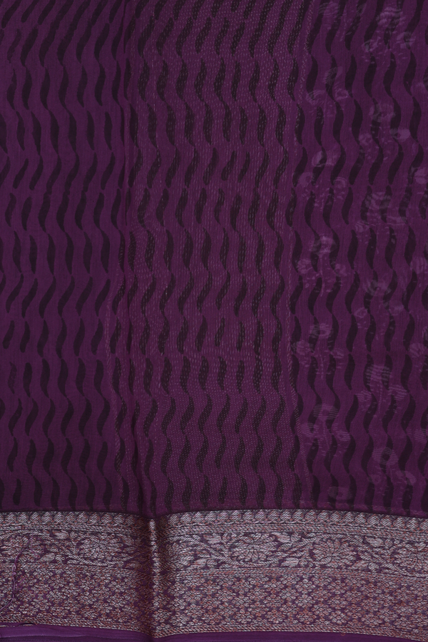Chanderi Cotton Saree In Purple With Floral Design