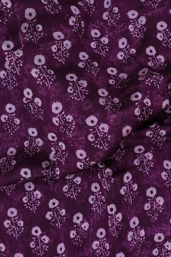 Chanderi Cotton Saree In Purple With Floral Design