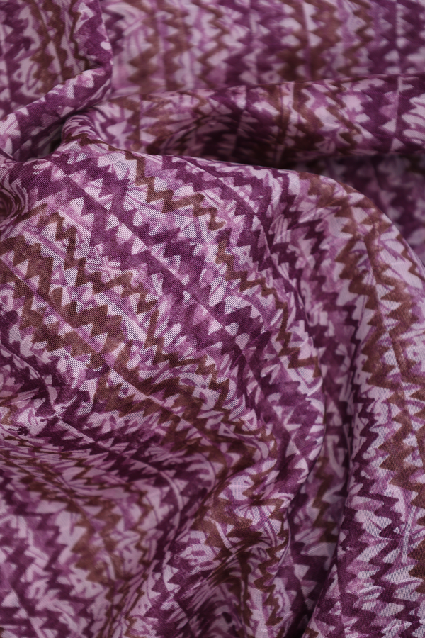 Chanderi Silk Cotton Saree In Purple With Printed Design