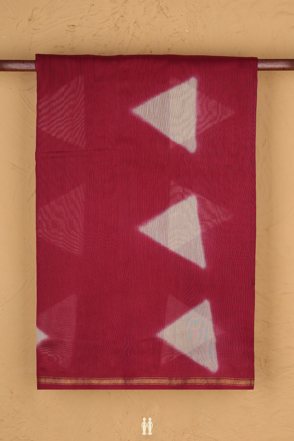 Chanderi Silk Cotton Saree In Red With Printed Design