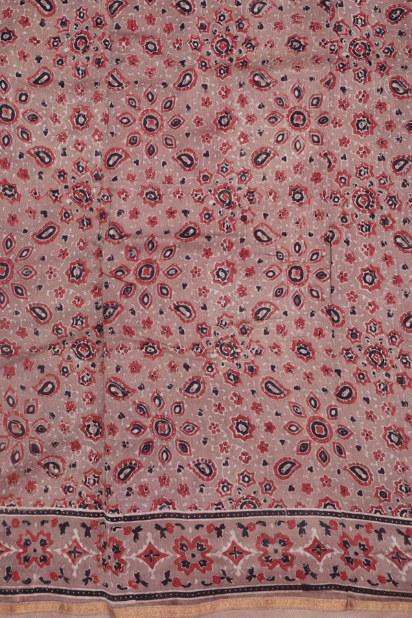 Chanderi Silk Cotton Saree In Red With Printed Design