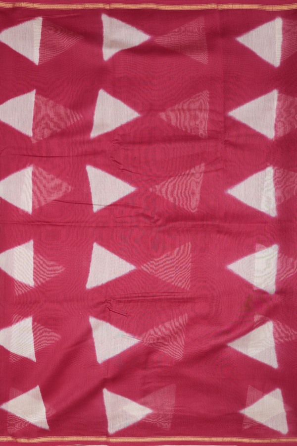 Chanderi Silk Cotton Saree In Red With Printed Design