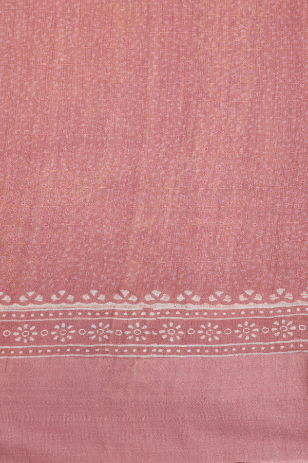 Chanderi Silk Cotton Saree In Rose Gold With Floral Printed