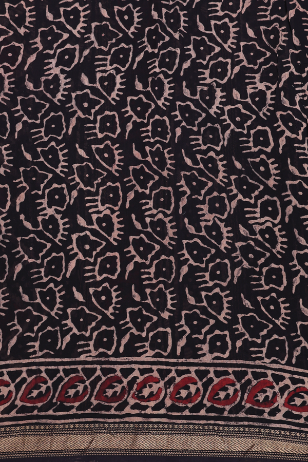 Chanderi Silk Cotton Saree In Rust Red With Printed Design