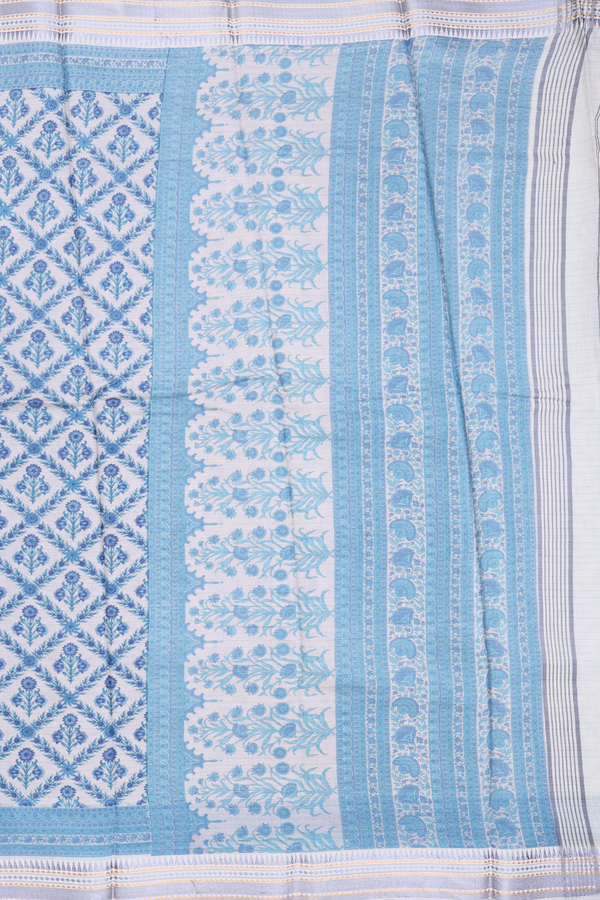 Chanderi Silk Cotton Saree In White With Diamond Design