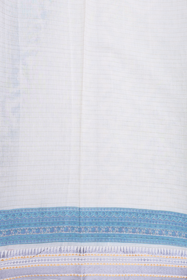 Chanderi Silk Cotton Saree In White With Diamond Design