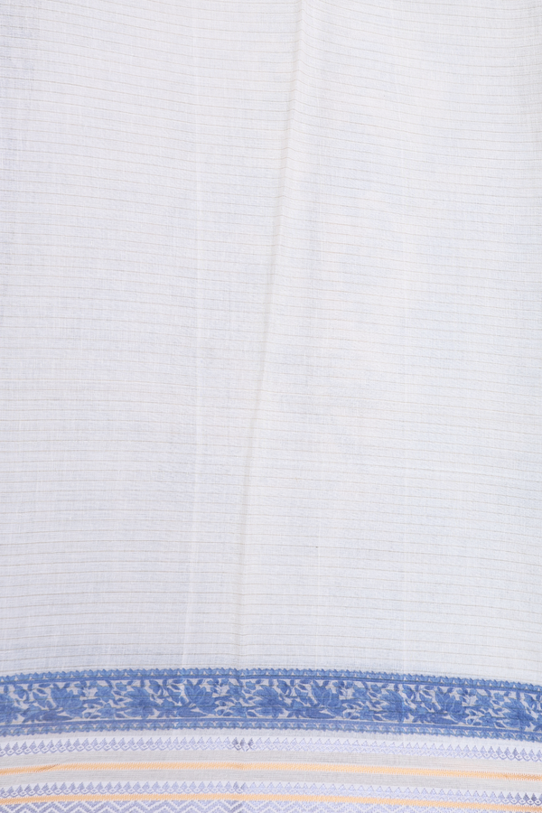 Chanderi Silk Cotton Saree In White With Floral Design