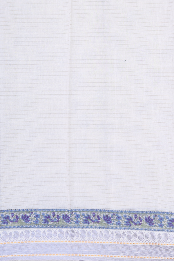 Chanderi Silk Cotton Saree In White With Floral Design