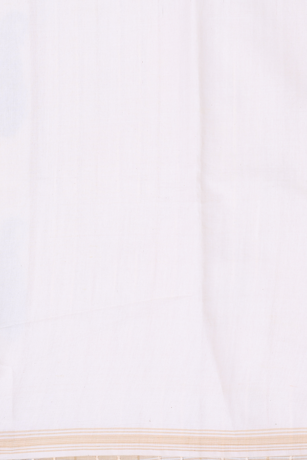 Chanderi Silk Cotton Saree In White With Paisley Design