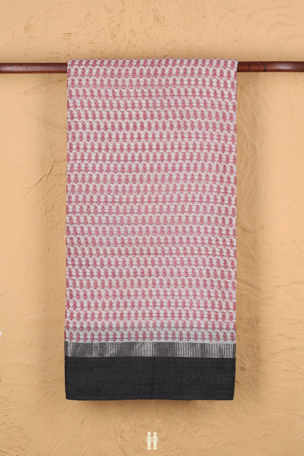 Chanderi Silk Cotton Saree In White With Printed Design