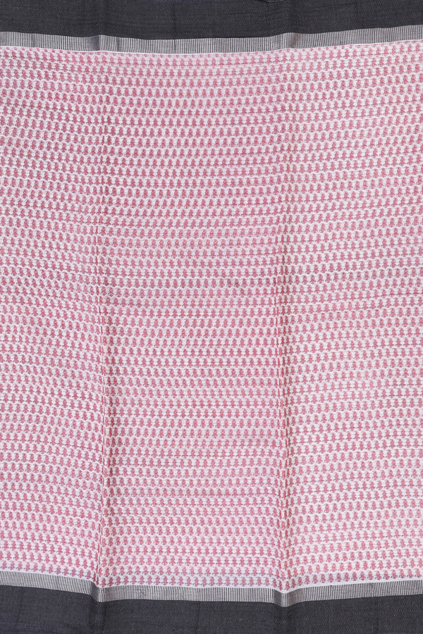 Chanderi Silk Cotton Saree In White With Printed Design