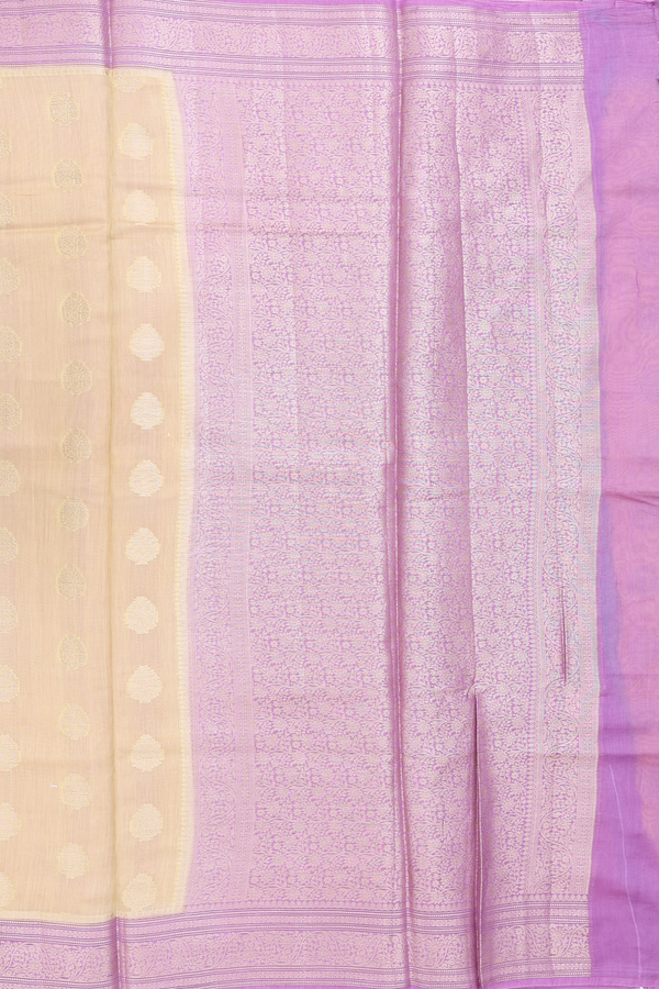 Chanderi Silk Cotton Saree In Yellow With Zari Buttas