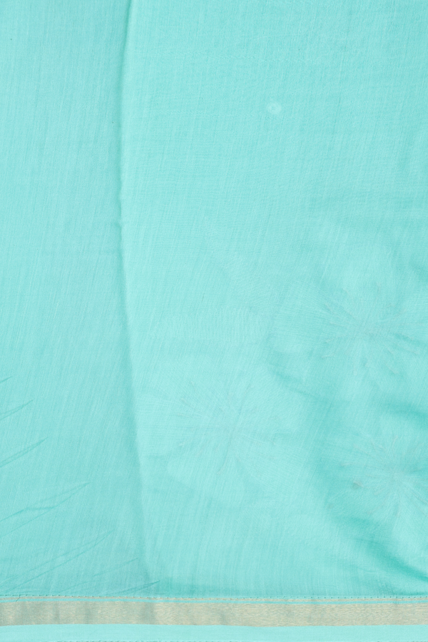 Chanderi Silk Cotton Saree Mint Green With Threadwork Buttas