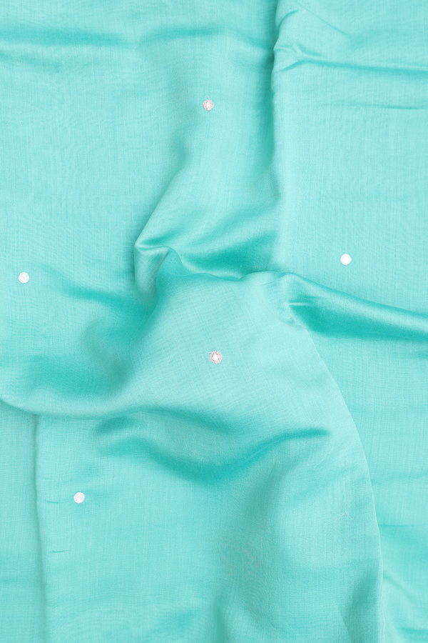 Chanderi Silk Cotton Saree Mint Green With Threadwork Buttas