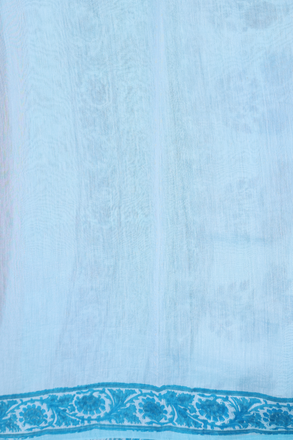 Chanderi Cotton Saree Pastel Blue With Floral Design