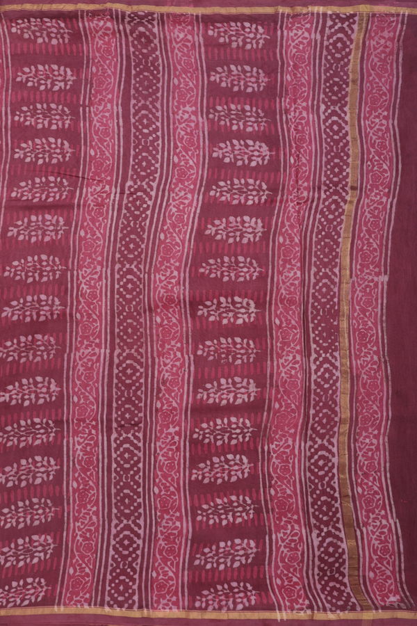 Chanderi Silk Cotton Saree Punch Pink With Peacock Motifs