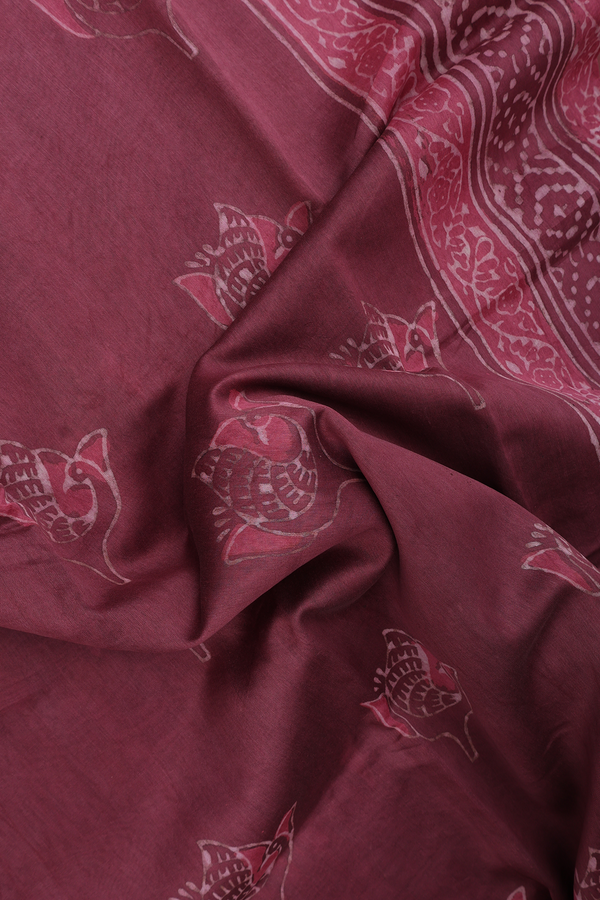 Chanderi Silk Cotton Saree Punch Pink With Peacock Motifs