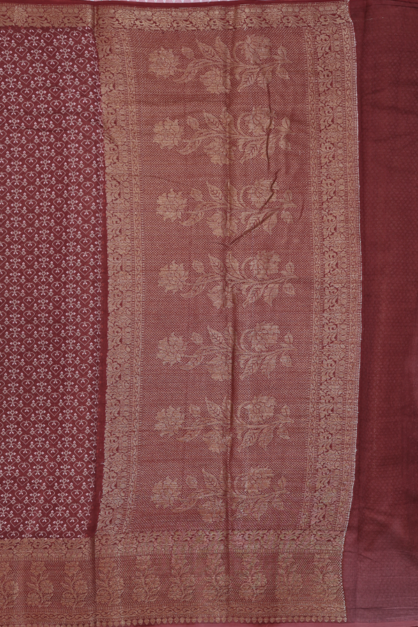 Chanderi Silk Cotton Saree Purplish Brown With Printed Design