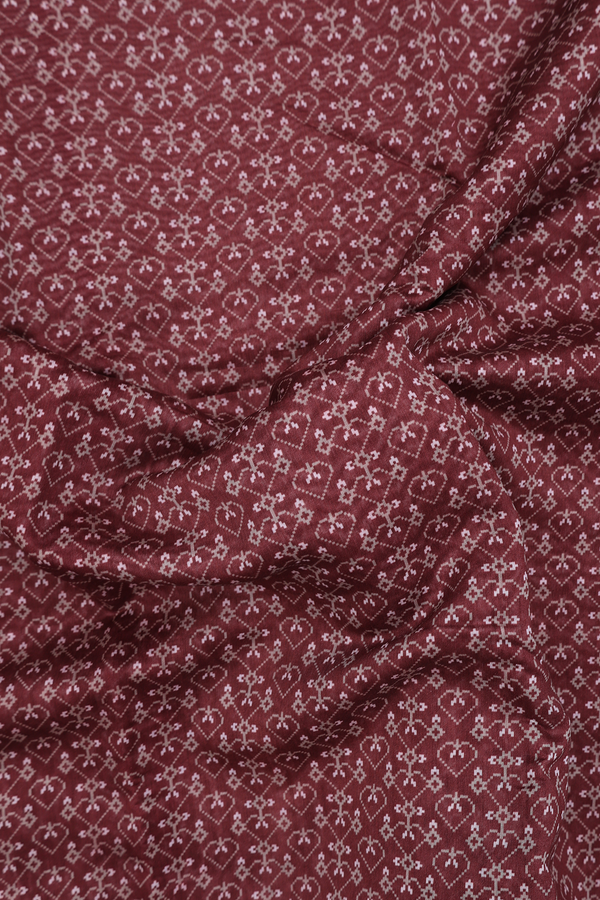 Chanderi Silk Cotton Saree Purplish Brown With Printed Design