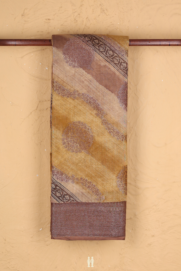 Chanderi Silk Cotton Saree Shades Of Brown With Diagonal Design