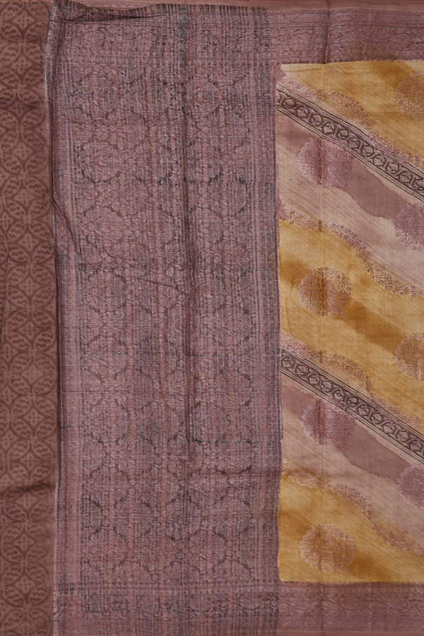 Chanderi Silk Cotton Saree Shades Of Brown With Diagonal Design